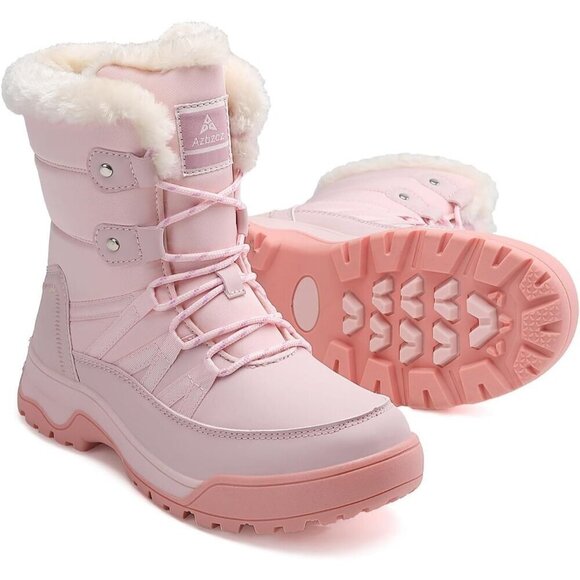 Shoes - Women Anti Slip Snow Boots Fur Lined Warm Comfortable Pink Winter Shoes USA Pro